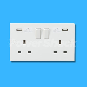 Knightsbridge Square Edge 13A 2G Switched Socket with Dual USB Charger