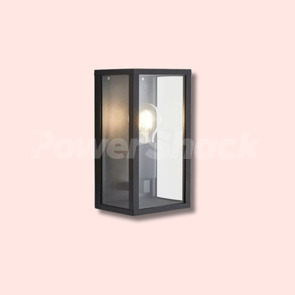 Forum Lighting Chinon 1lt E27 Glass Panel Box Lantern Black - BLACK - IP44