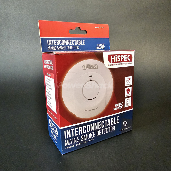 Hispec - Mains Smoke Detector with 9v Battery Backup