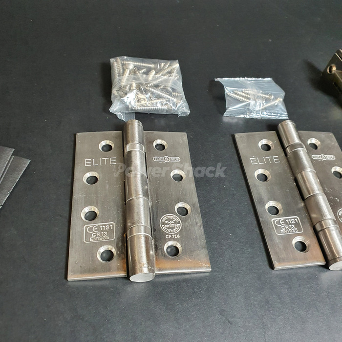 Heavy Duty Fire Door Latch Pack with 3 x 102mm x 76mm Hinges