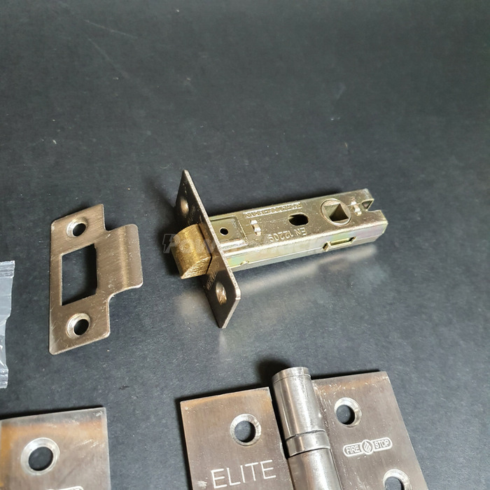 Heavy Duty Fire Door Latch Pack with 3 x 102mm x 76mm Hinges