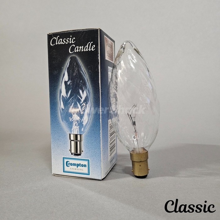 Crompton Twisted Clear Candle Lamp - B15 - 40W