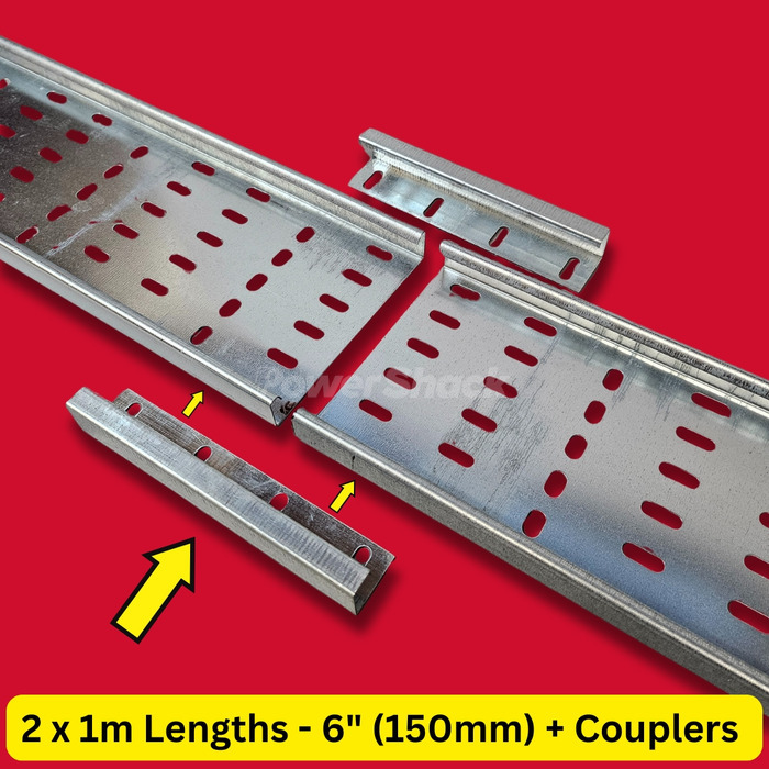 6" (150mm) Medium Duty Galv Cable Tray - 2m + Couplers