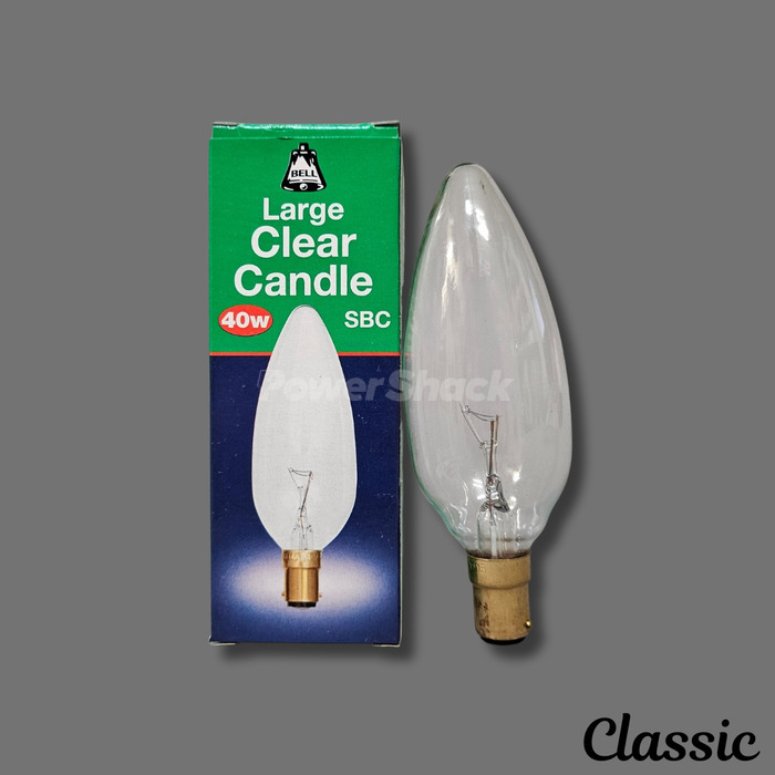 Bell Large Clear Candle Lamp - 40w - B15