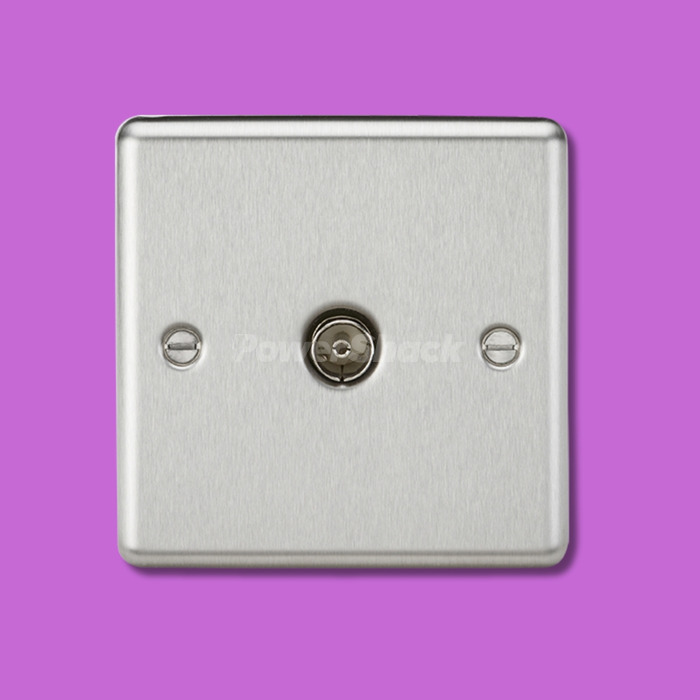 Knightsbridge Brushed Chrome TV Outlet (Non-Isolated)