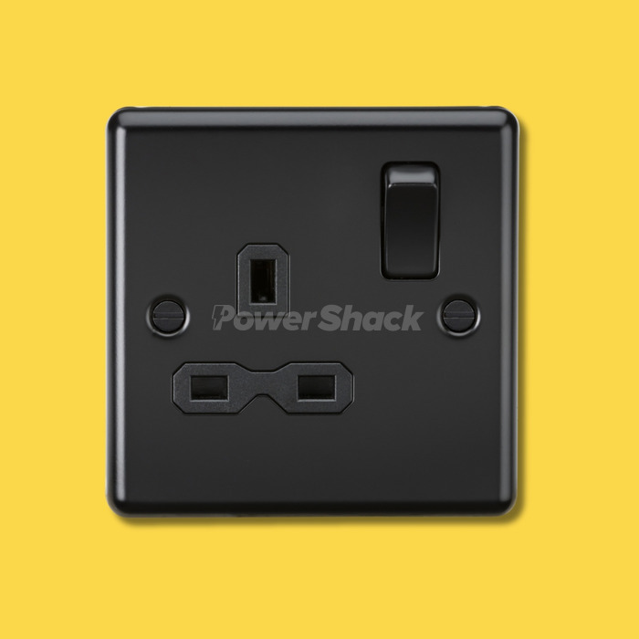 Knightsbridge 13A 1G DP Switched Socket - Matt Black with Black Insert