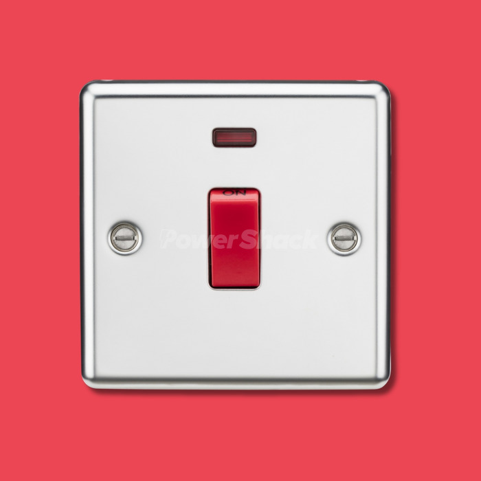 Knightsbridge 45A DP Switch with Neon - Polished Chrome