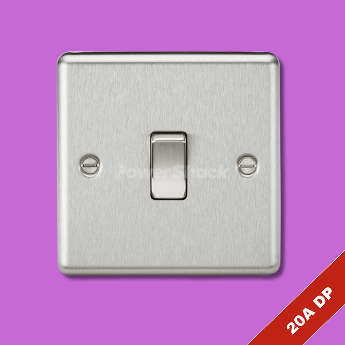 Knightsbridge 20A 1G DP Switch - Brushed Chrome