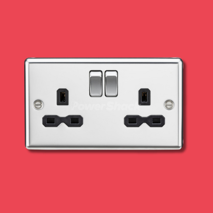 Knightsbridge 13A 2G DP Switched Socket with Twin Earths - Polished Chrome