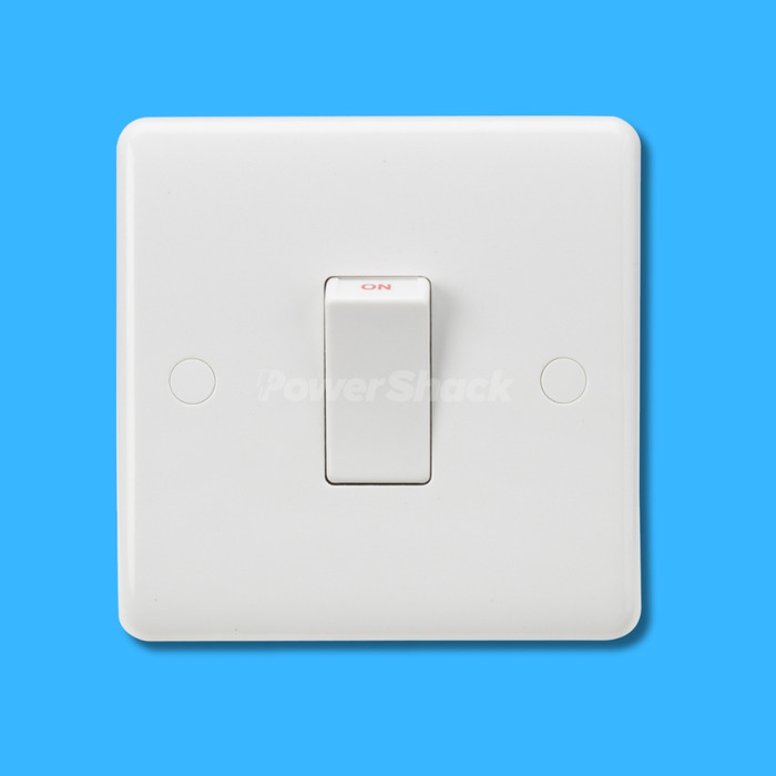 White 45A Double Pole Switch - White Rocker