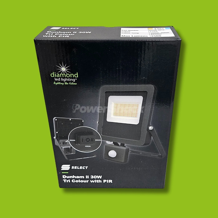 Diamond - Dunham PIR Tri Colour LED FloodLight - Black