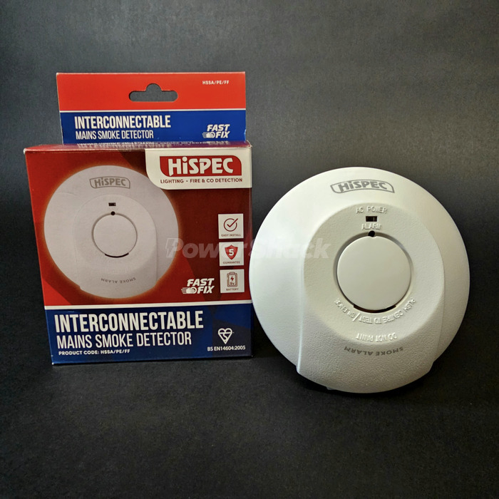 Hispec - Mains Smoke Detector with 9v Battery Backup