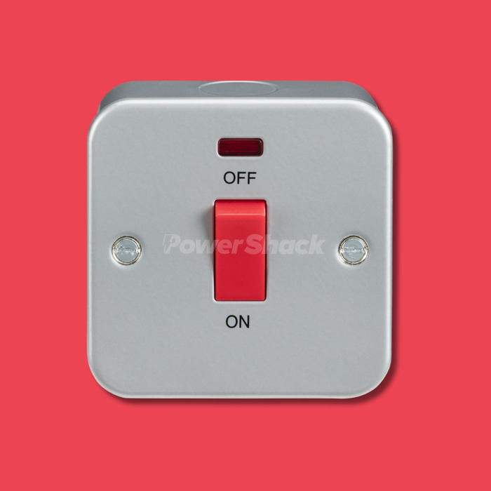 Knightsbridge Metal Clad 45A DP Switch with Neon - Single Size