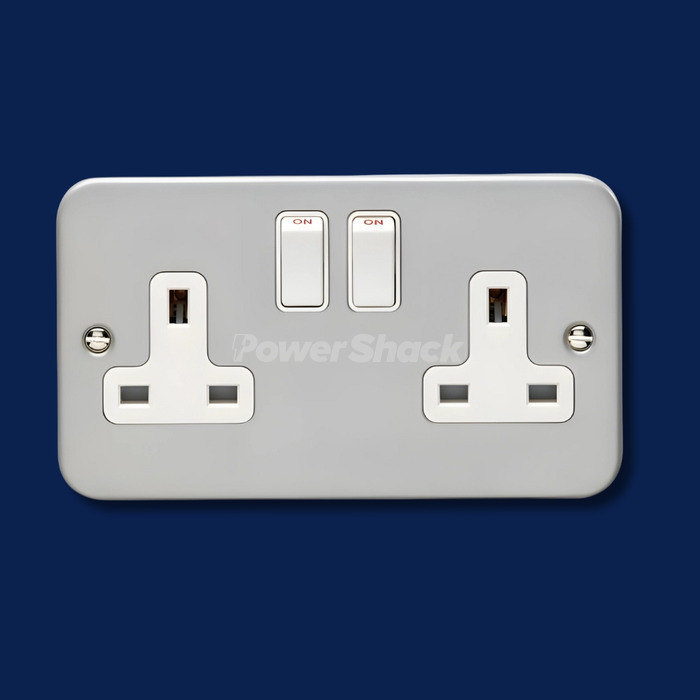 Eurolite Metal Clad 13A 2G DP Switched Socket