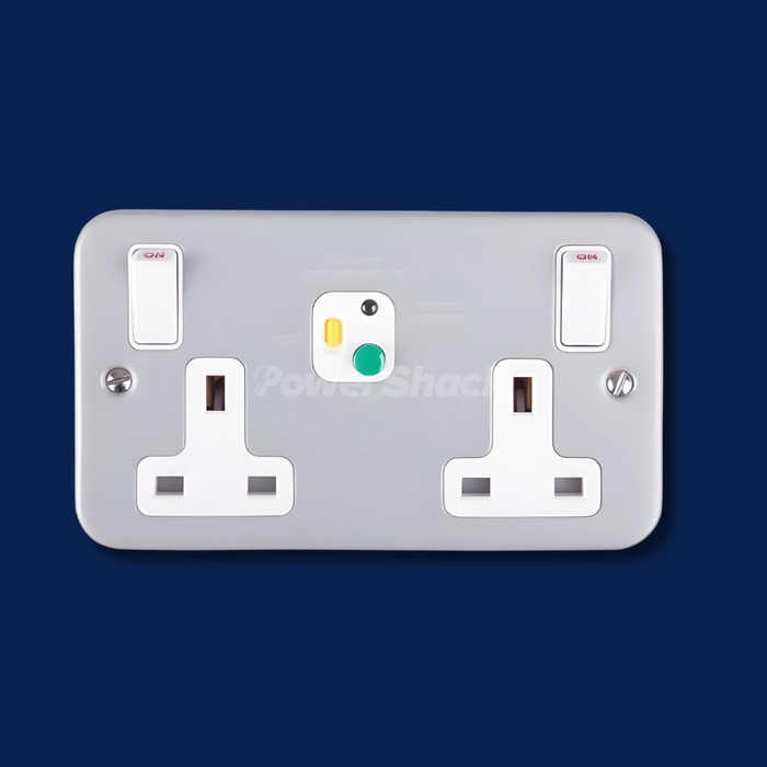 Eurolite 13a 2 Gang DP RCD Switched Socket Metal Clad