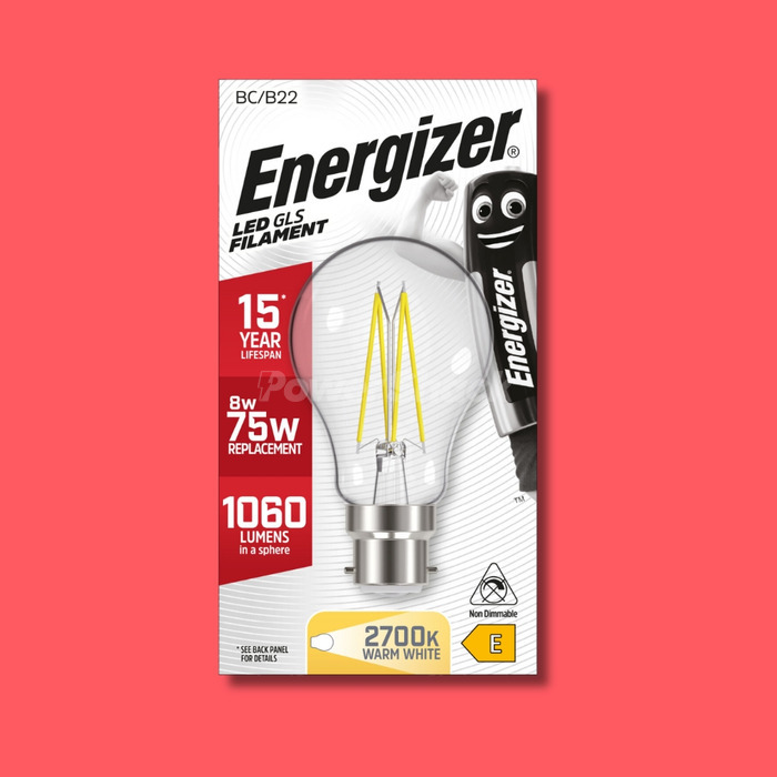 Energizer 8W LED Filament GLS Lamps - 1,060lm