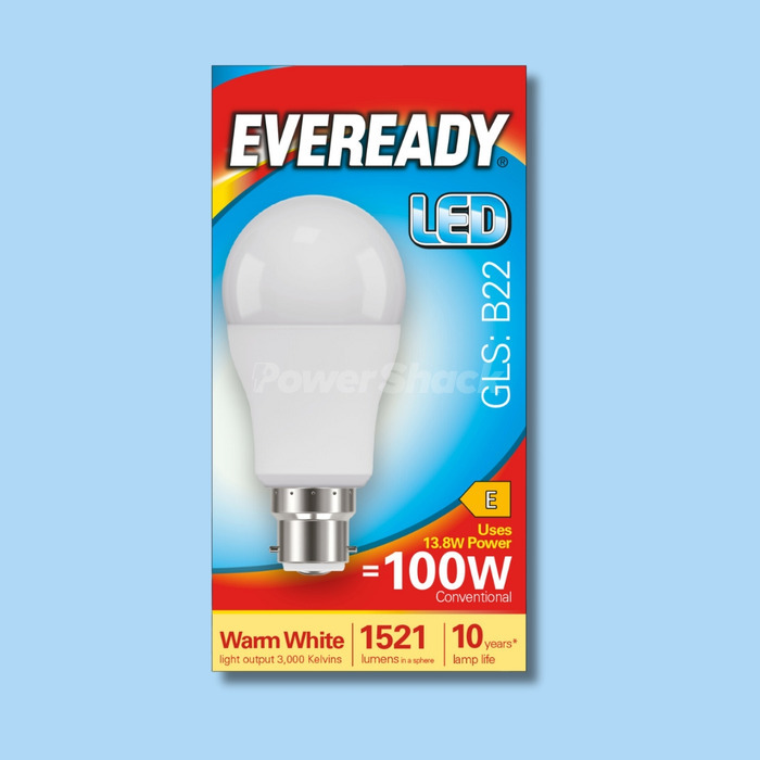 Eveready 13.8W LED GLS Lamps - Warm White - 1,521lm