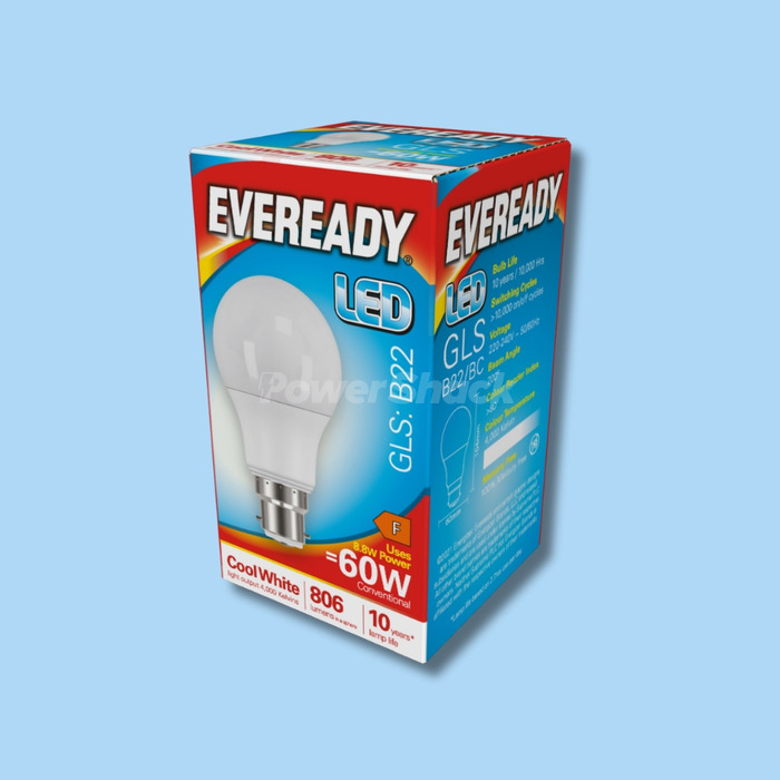 Eveready 8.8W LED GLS Lamp - 806lm - COOL WHITE