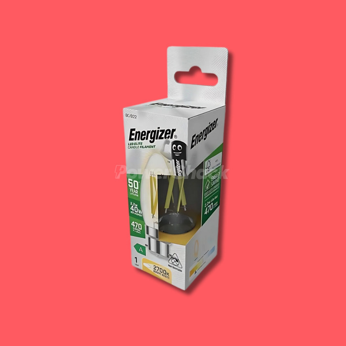 Energizer A Rated LED Elite Candle B22 Filament Lamp 470lm 2.2W = 40W