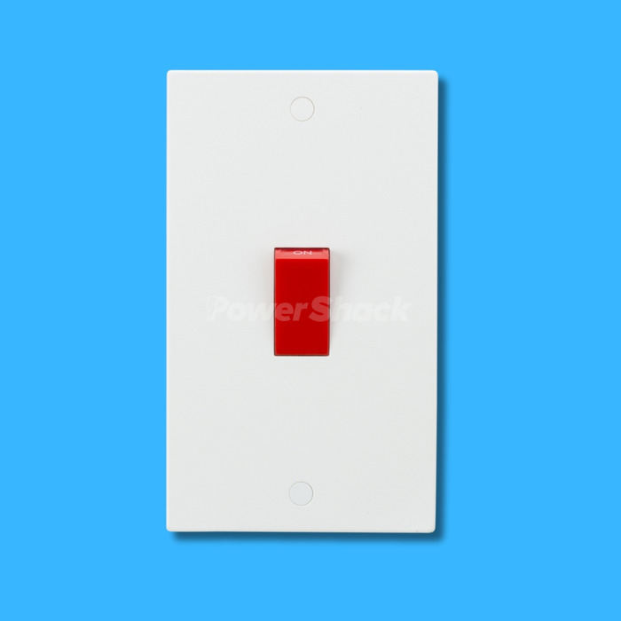 Knightsbridge 45A DP Switch (2G Size) with Red Rocker