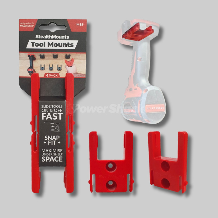 StealthMounts Milwaukee M18 Tool Mounts - Red, 4 Pack