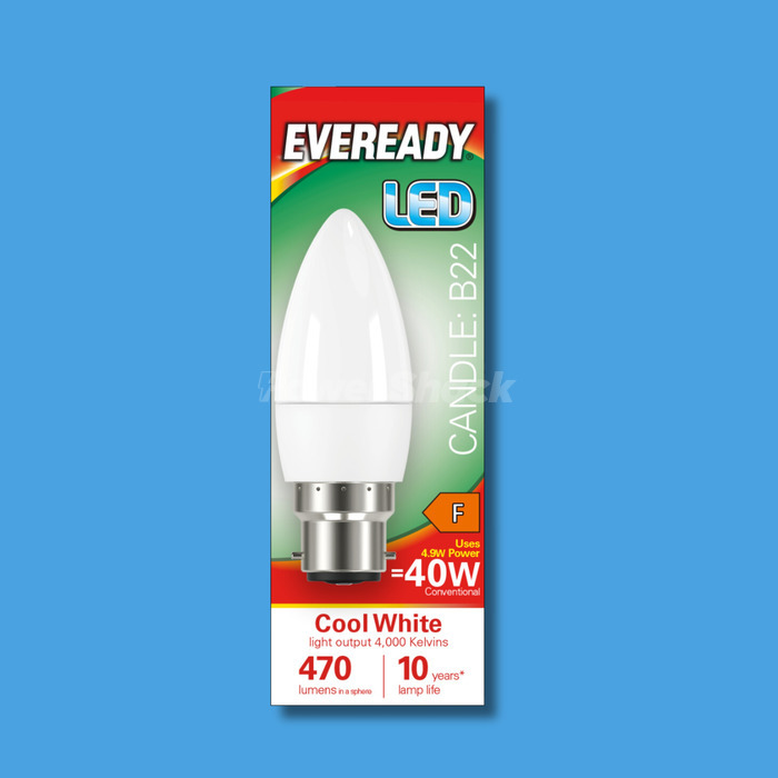 Eveready 4.9W LED Candle Lamp  - Cool White - 470lm