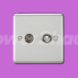 Knightsbridge Brushed Chrome TV & SAT TV Outlet (Isolated)