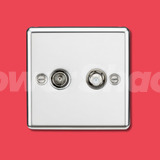 Knightsbridge Polished Chrome TV & SAT TV Outlet (Isolated)