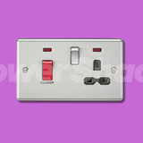 Knightsbridge 45A DP Switch & 13A Socket with Neons - Brushed Chrome