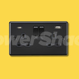 Knightsbridge 13A 2G SP Switched Socket with Dual USB A+C (5V DC 4.0A shared) - Matt Black with Black Insert