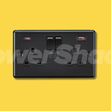 Knightsbridge 13A 2G DP Switched Socket with Dual USB A+C 20V DC 2.25A (Max. 45W) - Matt Black with Black Insert