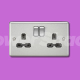 Knightsbridge 13A 2G DP Switched Socket - Brushed Chrome