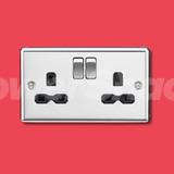 Knightsbridge 13A 2G DP Switched Socket with Twin Earths - Polished Chrome