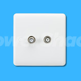 Curved Edge White TV and SAT TV Outlet (non-isolated)