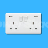 Curved Edge White 13A 2 Gang Switched Socket with Dual USB Charger (5V DC 3.1A s