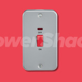 Knightsbridge Metal Clad 45A DP Switch with Neon - Large Plate