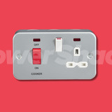 Knightsbridge Metal Clad 2G 45A DP Cooker Switch and 13A Switched Socket with Neons