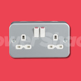 Knightsbridge Metal Clad 13A 2G DP Switched Socket