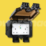 Knightsbridge 2G DP RCD Switched Socket with Neon IP66