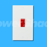 Knightsbridge 45A DP Switch (2G Size) with Red Rocker