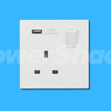 Knightsbridge Square Edge 13A 1G SP Switched Socket with USB A (5V DC 2.1A) Charger